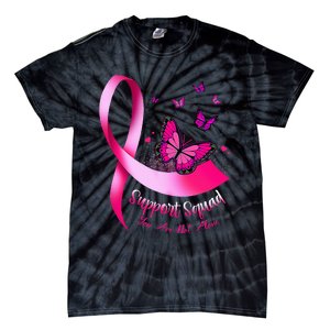 Woman Butterfly Support Squad Breast Cancer Warrior Pink Tie-Dye T-Shirt