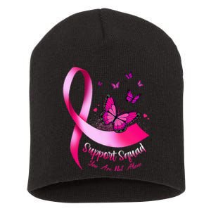 Woman Butterfly Support Squad Breast Cancer Warrior Pink Short Acrylic Beanie