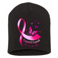 Woman Butterfly Support Squad Breast Cancer Warrior Pink Short Acrylic Beanie