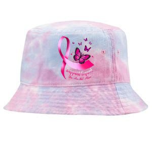 Woman Butterfly Support Squad Breast Cancer Warrior Pink Tie-Dyed Bucket Hat