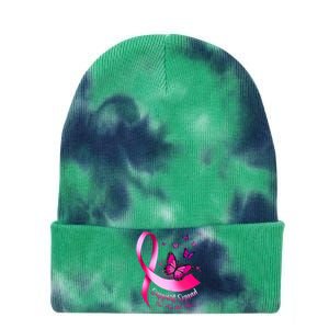 Woman Butterfly Support Squad Breast Cancer Warrior Pink Tie Dye 12in Knit Beanie