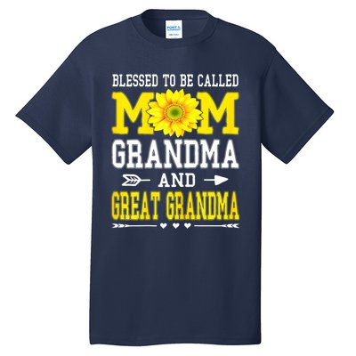 Womens Blessed To Be Called Mom Grandma Great Grandma Mother's Day Tall T-Shirt