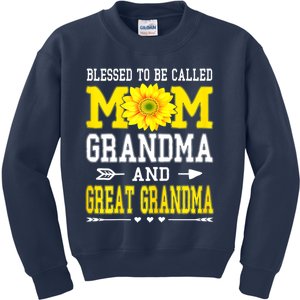 Womens Blessed To Be Called Mom Grandma Great Grandma Mother's Day Kids Sweatshirt