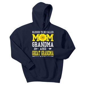 Womens Blessed To Be Called Mom Grandma Great Grandma Mother's Day Kids Hoodie