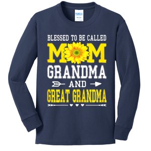 Womens Blessed To Be Called Mom Grandma Great Grandma Mother's Day Kids Long Sleeve Shirt