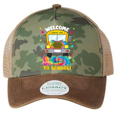 Welcome Back To School Funny Outfit School Bus Driver Legacy Tie Dye Trucker Hat