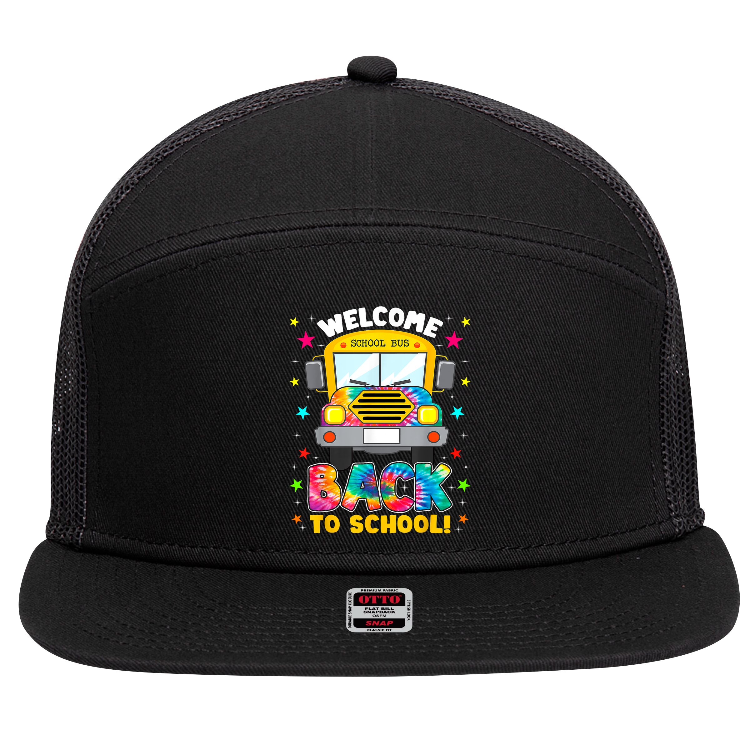 Welcome Back To School Funny Outfit School Bus Driver 7 Panel Mesh Trucker Snapback Hat