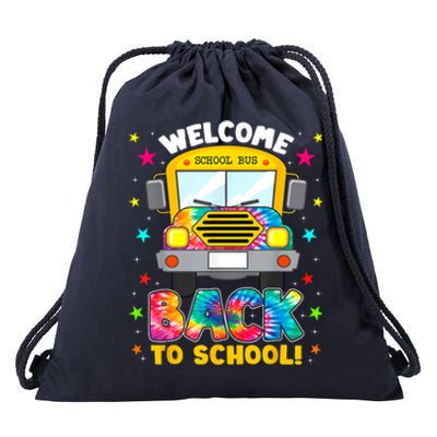 Welcome Back To School Funny Outfit School Bus Driver Drawstring Bag