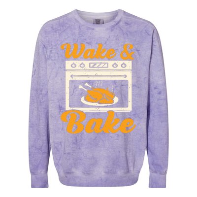 Wake Bake Turkey Feast Meal Dinner Chef Funny Thanks Giving Colorblast Crewneck Sweatshirt