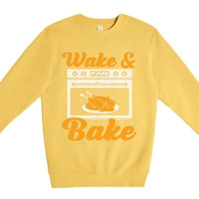 Wake Bake Turkey Feast Meal Dinner Chef Funny Thanks Giving Premium Crewneck Sweatshirt