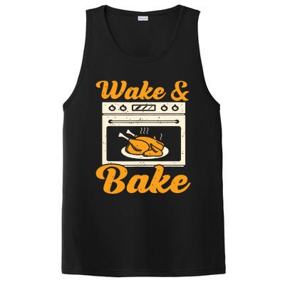 Wake Bake Turkey Feast Meal Dinner Chef Funny Thanks Giving PosiCharge Competitor Tank