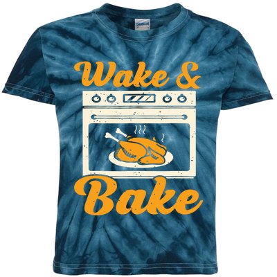 Wake Bake Turkey Feast Meal Dinner Chef Funny Thanks Giving Kids Tie-Dye T-Shirt