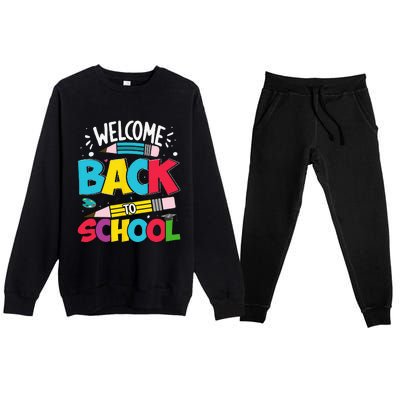 Welcome Back To School For Teachers Students Premium Crewneck Sweatsuit Set