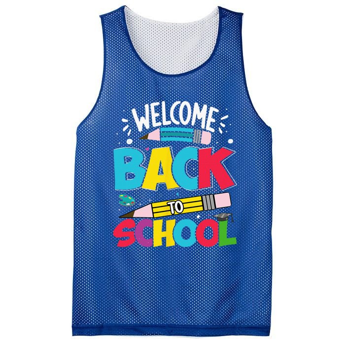 Welcome Back To School For Teachers Students Mesh Reversible Basketball Jersey Tank