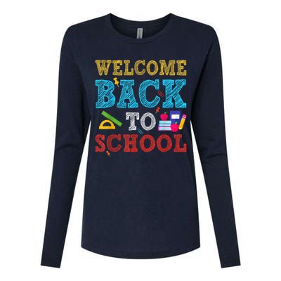 Welcome Back To School First Day Of School Teachers Kids Womens Cotton Relaxed Long Sleeve T-Shirt