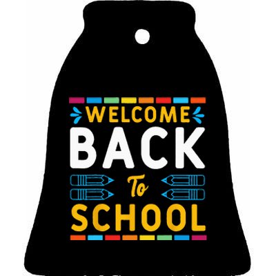 Welcome Back To School Teacher Student First Day Of School Ceramic Bell Ornament