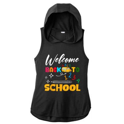 Welcome Back To School First Day Of School Teachers Kids Ladies PosiCharge Tri-Blend Wicking Draft Hoodie Tank