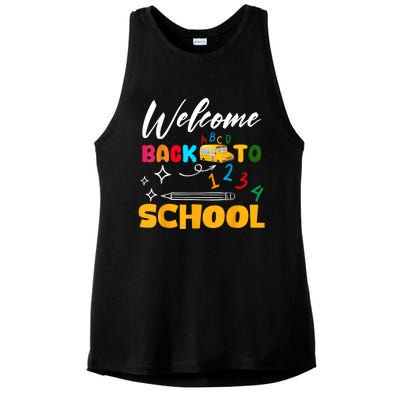 Welcome Back To School First Day Of School Teachers Kids Ladies PosiCharge Tri-Blend Wicking Tank