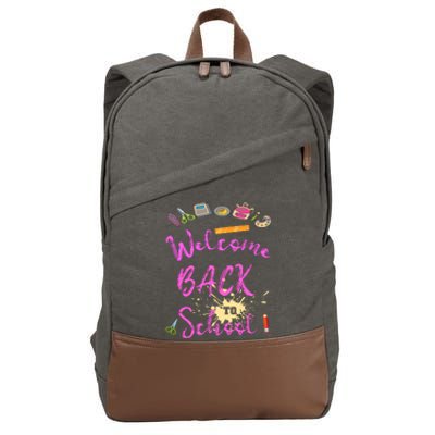 Welcome Back To School Funny Gift Cotton Canvas Backpack