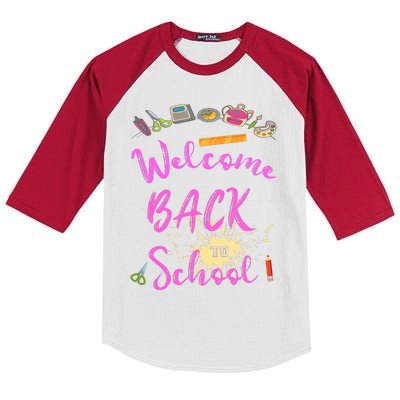 Welcome Back To School Funny Gift Kids Colorblock Raglan Jersey