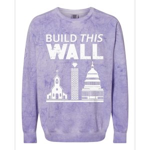 Womens Build This Wall Separation Of Church And State USA Colorblast Crewneck Sweatshirt