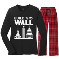 Womens Build This Wall Separation Of Church And State USA Women's Long Sleeve Flannel Pajama Set 