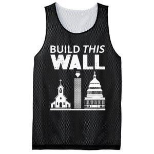 Womens Build This Wall Separation Of Church And State USA Mesh Reversible Basketball Jersey Tank