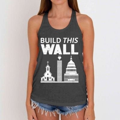 Womens Build This Wall Separation Of Church And State USA Women's Knotted Racerback Tank