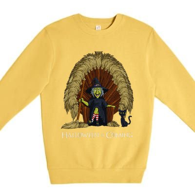 Witch Brooms Throne Funny Halloween Premium Crewneck Sweatshirt