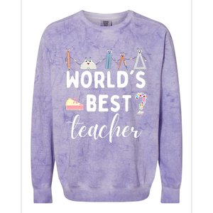 Worlds Best Teacher Colorblast Crewneck Sweatshirt