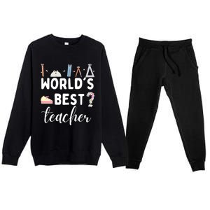 Worlds Best Teacher Premium Crewneck Sweatsuit Set