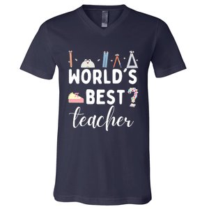 Worlds Best Teacher V-Neck T-Shirt