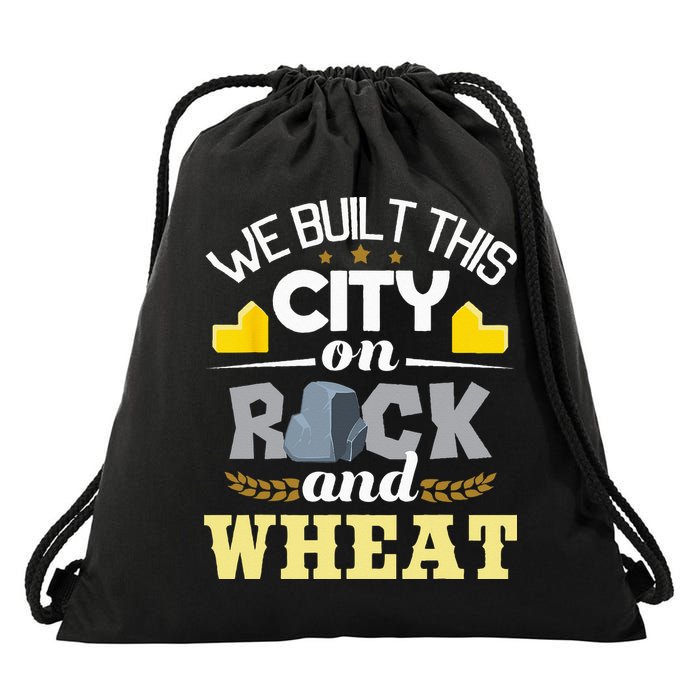 We Built This City On Rock And Wheat Tabletop Board Gaming Drawstring Bag
