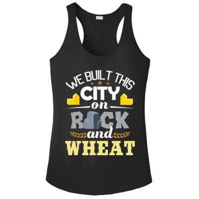 We Built This City On Rock And Wheat Tabletop Board Gaming Ladies PosiCharge Competitor Racerback Tank