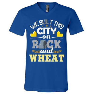 We Built This City On Rock And Wheat Tabletop Board Gaming V-Neck T-Shirt
