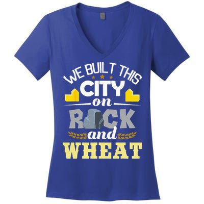 We Built This City On Rock And Wheat Tabletop Board Gaming Women's V-Neck T-Shirt