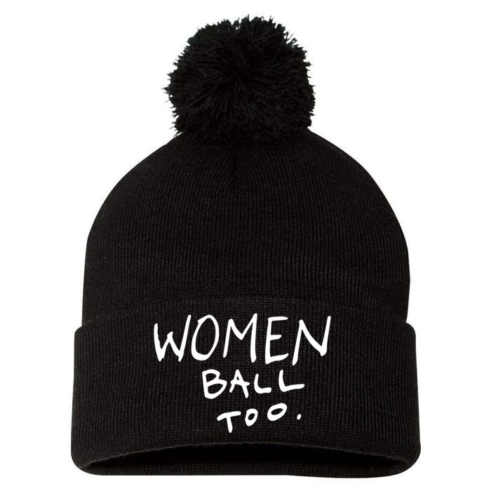 Women Ball Too Pom Pom 12in Knit Beanie