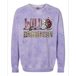 Welcom Back To School Day Teacher Wild About Kindergarten Gift Colorblast Crewneck Sweatshirt