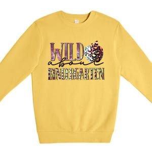 Welcom Back To School Day Teacher Wild About Kindergarten Gift Premium Crewneck Sweatshirt