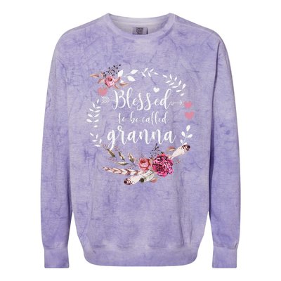 Womens Blessed To Be Called Granna Thankful Blessed Granna Colorblast Crewneck Sweatshirt