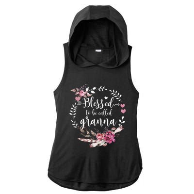 Womens Blessed To Be Called Granna Thankful Blessed Granna Ladies PosiCharge Tri-Blend Wicking Draft Hoodie Tank