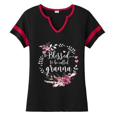 Womens Blessed To Be Called Granna Thankful Blessed Granna Ladies Halftime Notch Neck Tee