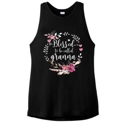 Womens Blessed To Be Called Granna Thankful Blessed Granna Ladies PosiCharge Tri-Blend Wicking Tank