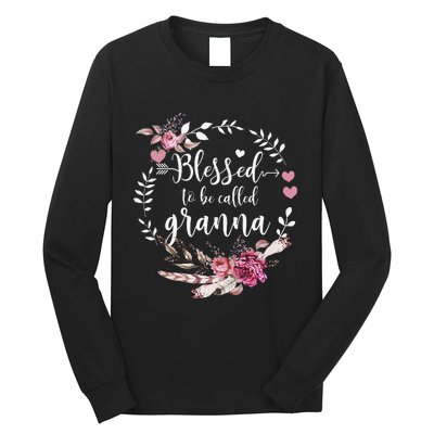 Womens Blessed To Be Called Granna Thankful Blessed Granna Long Sleeve Shirt