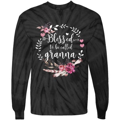 Womens Blessed To Be Called Granna Thankful Blessed Granna Tie-Dye Long Sleeve Shirt