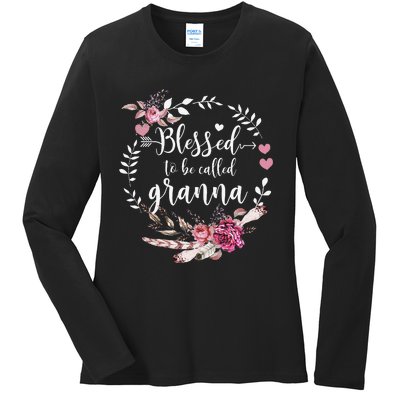 Womens Blessed To Be Called Granna Thankful Blessed Granna Ladies Long Sleeve Shirt