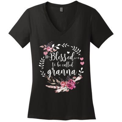 Womens Blessed To Be Called Granna Thankful Blessed Granna Women's V-Neck T-Shirt