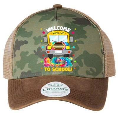 Welcome Back To School Funny Outfit School Bus Driver Legacy Tie Dye Trucker Hat