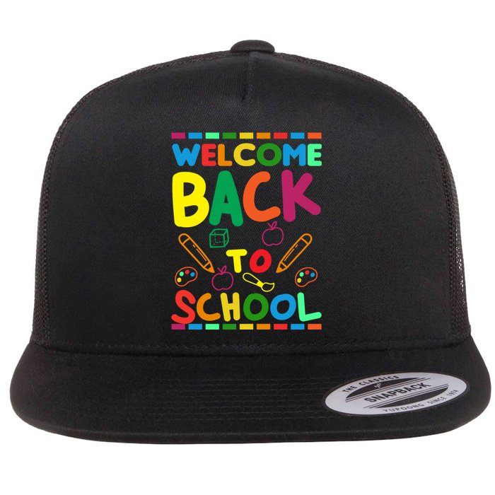 Welcome Back To School Flat Bill Trucker Hat