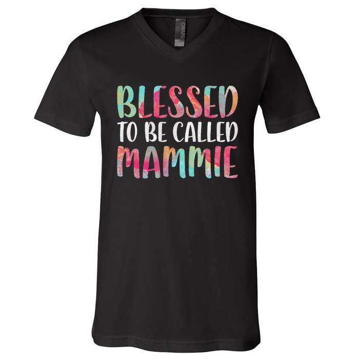 Womens Blessed To Be Called Mammie Mother's Day V-Neck T-Shirt